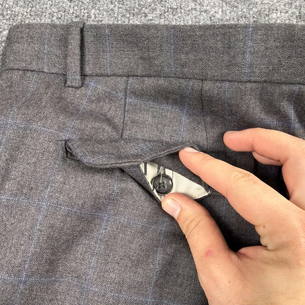 Banana‎ Republic Mens Tailored Fit Gray Windowpane Wool Dress Pants Size 36x32